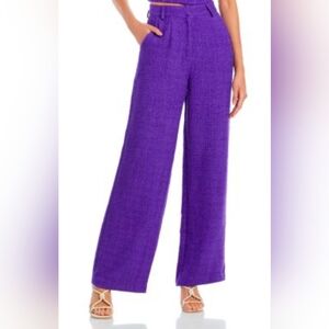 AQUA x Maeve Tweed Wide-Leg Pants – Purple – XL (Runs Small)